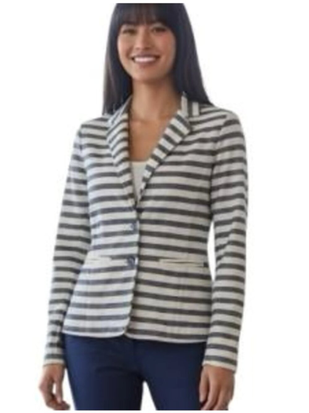Gap Navy & White Striped Lightweight Blazer, Size Small